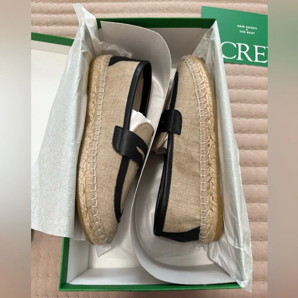 J. Crew Made-in-Spain loafer espadrilles in linen blend and leather style# CA013 - Picture 11 of 12